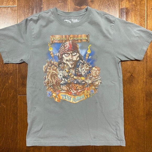 Disney Pirates Of The Caribbean Character Jack Sparrow T-Shirt Gray Men's Size S - Picture 3 of 8